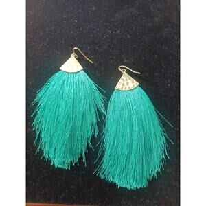 Turquoise Fringe Earrings Unique Retro Fun Cowgirl Party Beautiful Pierced